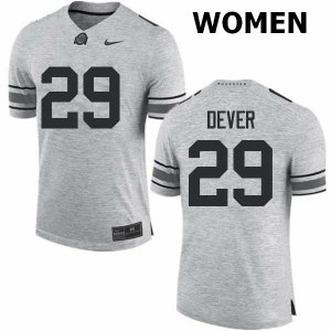 NCAA Ohio State Buckeyes Women's #29 Kevin Dever Gray Nike Football College Jersey XNB3645GD